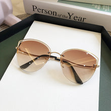 Load image into Gallery viewer, High Quality women's Oval Cat Eye Sunglasses Lady Metal Rimless shades Luxury Sunglasses Female Driving Glasses zonnebril dames