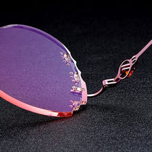 Load image into Gallery viewer, Gmei Optical Z2878 Ultra-light Alloy Women Pink Rimless Glasses Frame With Diamond Trimming Cut Gradient Tinted Plano Lenses