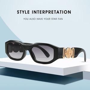Fashion  luxury sunglasses women Personalized Metal Avatar Decorative Men Sunglasses Small Frame Women Sun glasses UV400