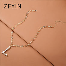 Carica l&#39;immagine nel visualizzatore di Gallery, ZFYIN 2020 New Trendy Jewelry Fresh Water Pearl Alphabet Letters Initials  Pendant Necklaces for Women