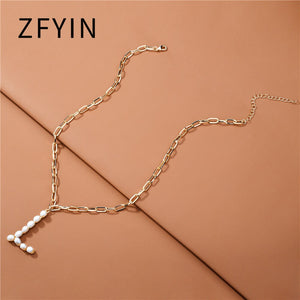 ZFYIN 2020 New Trendy Jewelry Fresh Water Pearl Alphabet Letters Initials  Pendant Necklaces for Women