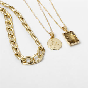 Punk Multi Layered Pearl Choker Necklace Collar Statement Virgin Mary Coin Crystal Pendant Necklace Women Jewelry