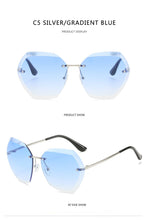 Load image into Gallery viewer, 2022 New Fashion Brand Design Vintage Rimless Pilot Sunglasses Women Men Retro Cutting Lens Gradient Sun Glasses Female UV400