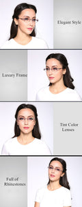 Chashma Tint Lenses Myopia Glasses Reading Glasses Diamond Cutting Rimless Titanium Glasses Frame for Women