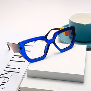Fashion Polygonal Glasses Frame Women European And American Three-Color Frame Flat Glasses Men's Glasses Can Wear Myopia Glasses