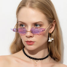 Load image into Gallery viewer, Frameless Flame Women Sunglasses Fashion Trend Sunshade Mirror Personality Funny Wave Sunglasses Narrow Frame Retro Cool Glasses
