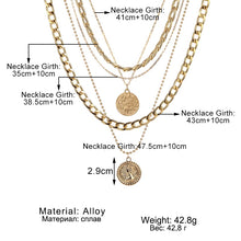 Load image into Gallery viewer, Punk Vintage Layered Portrait Coin Pendan Necklace Set Chunky Thick Cuban Link Chains Choker Necklaces For Women Jewlery