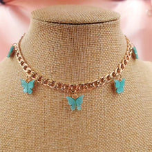 Load image into Gallery viewer, Punk Gold  Silver Color Chain 5 Butterfly Pendant Necklace for Women Wedding Party Statement 2020 Cute Choker Necklaces Jewelry