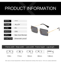 Carica l'immagine nel visualizzatore di Gallery, New Fashion Rimless Sunglasses Women Small Square Sun glasses Luxury Brand Design Metal Sunglass UV400 Shades Eyewear