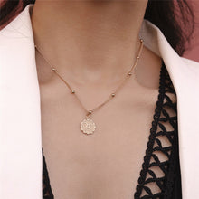 Load image into Gallery viewer, Constellation Carve Coin Pendant Necklace Simple Copper Leo Beads Clavicle Chain Necklace Sexy Couple Jewelry