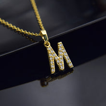 Carica l&#39;immagine nel visualizzatore di Gallery, Cubic Zircon Alphabet Pendants Gold Silver Color Copper Mini A-Z Letter Pendant Necklace Shinning 26 Initial Collares Jewelry