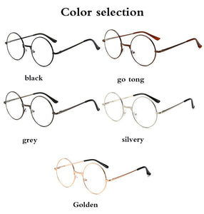 Retro-classic transparent lens metal frame men and women circular reading glasses  retro-personality college style