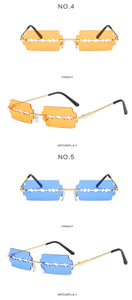 New Fashion Lady Rimless Square Blade Sunglasses Women Men Vintage Small Sun Glasses Female UV400 Frameless Punk Sunshades