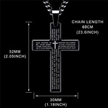 Carica l&#39;immagine nel visualizzatore di Gallery, Retro Christian Jesus Single Titanium Scripture Cross Necklace Stainless Steel Black Prayer Choker Cross Pendants For Men Colar