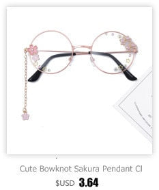 Cute Sakura Pendant Clear Optical Glasses Frame Women Round Girls Retro Eyeglasses Gothic Handmade Eyewear Glass Oculos De Gafas