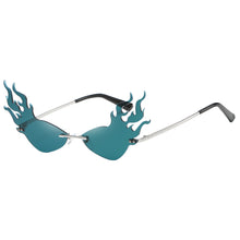 Load image into Gallery viewer, Luxury Flame Sunglasses Women Rimless Bat Sun Glasses Tears Shades Eyeglass Vintage Feather Sunglass Fire Shape Eyewear