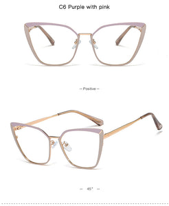 Clear Glasses Frame Computer Cell Phone Women Cat Eye Anti Blue Light Metal Eyewear Blocking Glasses Optical Spectacle Eyeglass