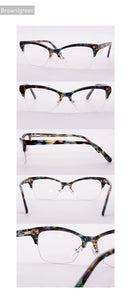 Ladies Cat Eye Optical Glasses Frame Semi-Frame Prescription Myopia Presbyopia Spectacles Women Half Frame Acetate Eyeglasses