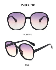New Round Frame Sunglasses Women Retro Brand Designer Brown Black Oversized Lady Sun Glasses Female Fashion Outdoor Driving