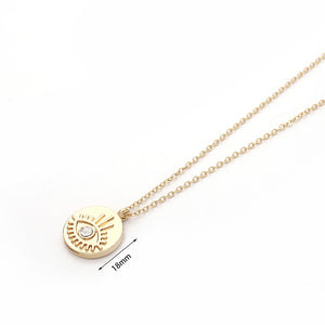 2020 New Fashion Ladies Chic Gold Chain Colorful Rhinestone Filled Evil Eye Coin Necklaces For Women Bohemian Gold Necklaces