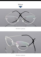 Load image into Gallery viewer, Women Titanium alloy Screwless Rimless Cat Eye Glasses Frame, Ultralight Frameless Optical Frames For Prescription Myopia F860