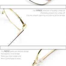 Load image into Gallery viewer, Vintage rectangle cat eye optical prescription metal eyeglasses frames diopters clear fake glasses women vintage