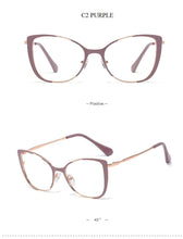 Load image into Gallery viewer, QPeClou Unique Vintage Cat Eye Glasses Women  Retro Metal Cateye Eyeglasses Frames Female Clear lens Optical Oculos Gafas