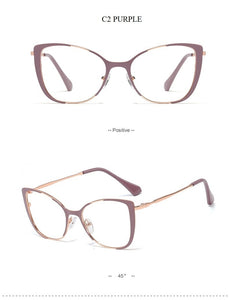 QPeClou Unique Vintage Cat Eye Glasses Women  Retro Metal Cateye Eyeglasses Frames Female Clear lens Optical Oculos Gafas