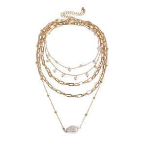 Bohemian Multi Layer Imitation Pearl Tassel Choker Necklace Collar Statement Pendant Necklace for Women Jewelry