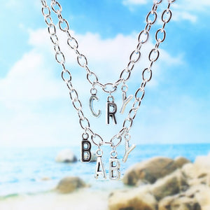 2020 Women Streetwear CRY BABY Necklace two layers Gothic Letter Name Necklace Collar Gato Collier Femme Babygirl Necklace Gifts