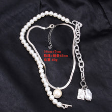 Load image into Gallery viewer, Fashion Chain Pearl Necklace For Women Baroque Pearl Metal Charm Pendants Necklaces Choker Snake Chain Jewelry Gold Silver Color