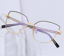 Load image into Gallery viewer, Peekaboo anti blue light cat eye glasses frame women vintage metal gold pink female prescription glasses for computer clear lens