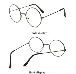 Vintage Round Metal Frame  Personality College Style Clear Lens Eye Glasses Frames blue-light eye protection mobile phone game