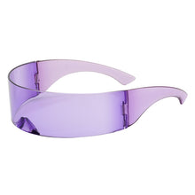 Load image into Gallery viewer, Fashion Siamese Futuristic Wrap Around Monob Costume Sunglasses Luxury Brand Designer Mask Novelty Glasses Purple Blue Goggle