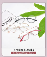 Load image into Gallery viewer, 2022 Fashion Vintage Retro Metal Frame Clear Lens Glasses Frame Polygon Women Eyewear Oversized Square Female Eyeglasses