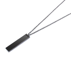 New Black Rectangle Pendant Necklace Men Trendy Simple Stainless Steel Men's necklace collana Kolye Bijoux Collar collier homme