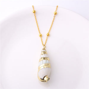 Conch Shell Necklace Sea Beach Shell Chain Pendant Necklace For Women Collier Femme Shell Cowrie Summer Jewelry Bohemian
