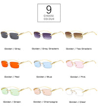 Load image into Gallery viewer, Fashion Rimless Rectangle Sunglasses Women Retro Cheetah Decoration Clear Ocean Lens Eyewear Men Sun Glasses Shades UV400