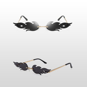 Frameless Flame Women Sunglasses Fashion Trend Sunshade Mirror Personality Funny Wave Sunglasses Narrow Frame Retro Cool Glasses