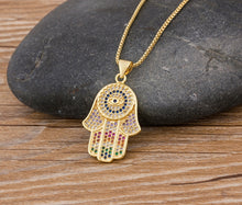 Load image into Gallery viewer, 2020 Dropshipping Hamsa Evil Eye Necklace For Women Collares  Colorful Palm Fatima Necklace Best Party Birthday Jewelry Gift