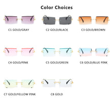 Carica l'immagine nel visualizzatore di Gallery, Retro small rectangle sunglasses women rimless square sun glasses for women 2022 summer style female uv400 green brown Oculos