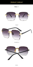 Carica l&#39;immagine nel visualizzatore di Gallery, Moda nuovo designer di marca occhiali da sole quadrati senza cornice moda donna metallo senza montatura lenti sfumate occhiali da sole femminili Oculos 2022 