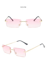 Load image into Gallery viewer, Rimless Alloy Small Square Sunglasses For Women Vintage Ins Hot Gradient Clear Sun Glasses Female Uv400 Shades Hip Hop Eyewear