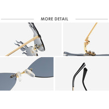 Load image into Gallery viewer, Luxury Flame Sunglasses Women Rimless Bat Sun Glasses Tears Shades Eyeglass Vintage Feather Sunglass Fire Shape Eyewear