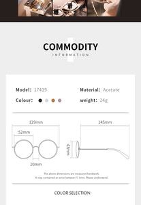 Acetate Women's Glasses Frame Men's Transparent Eyeglasses Optical Myopia Fashion Spectacle Frame Glasses Without Degree
