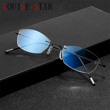 Load image into Gallery viewer, β Titanium Myopia Sunglasses Ladies Rimless Diamond Butterfly Frame Flat Lens Progressive With Prescription Diopter Astigmatism