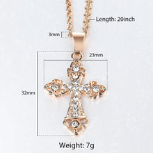 Load image into Gallery viewer, Cross Crucifix Clear Crystal Pendant Necklace for Men Women 585 Rose Gold Prayer Jesus Snail Link Chain Wholesale Jewelry GPM26