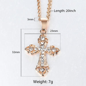 Cross Crucifix Clear Crystal Pendant Necklace for Men Women 585 Rose Gold Prayer Jesus Snail Link Chain Wholesale Jewelry GPM26