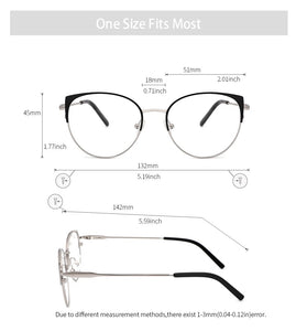 Metal Glasses Frame Women New Fashion Cat Eye Round Glasses Vintage Optical Eyewear Myopia Alloy Prescription Eyeglasses