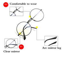 Load image into Gallery viewer, Vintage Round Metal Frame  Personality College Style Clear Lens Eye Glasses Frames blue-light eye protection mobile phone game
